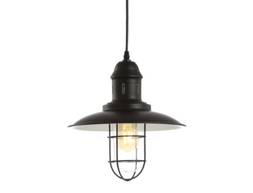 Deere 12" Adjustable Iron/Glass Cage Light LED Pendant - JONATHAN Y